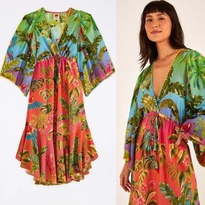 FARM Rio Ombre Forest Ruffle Tunic Dress